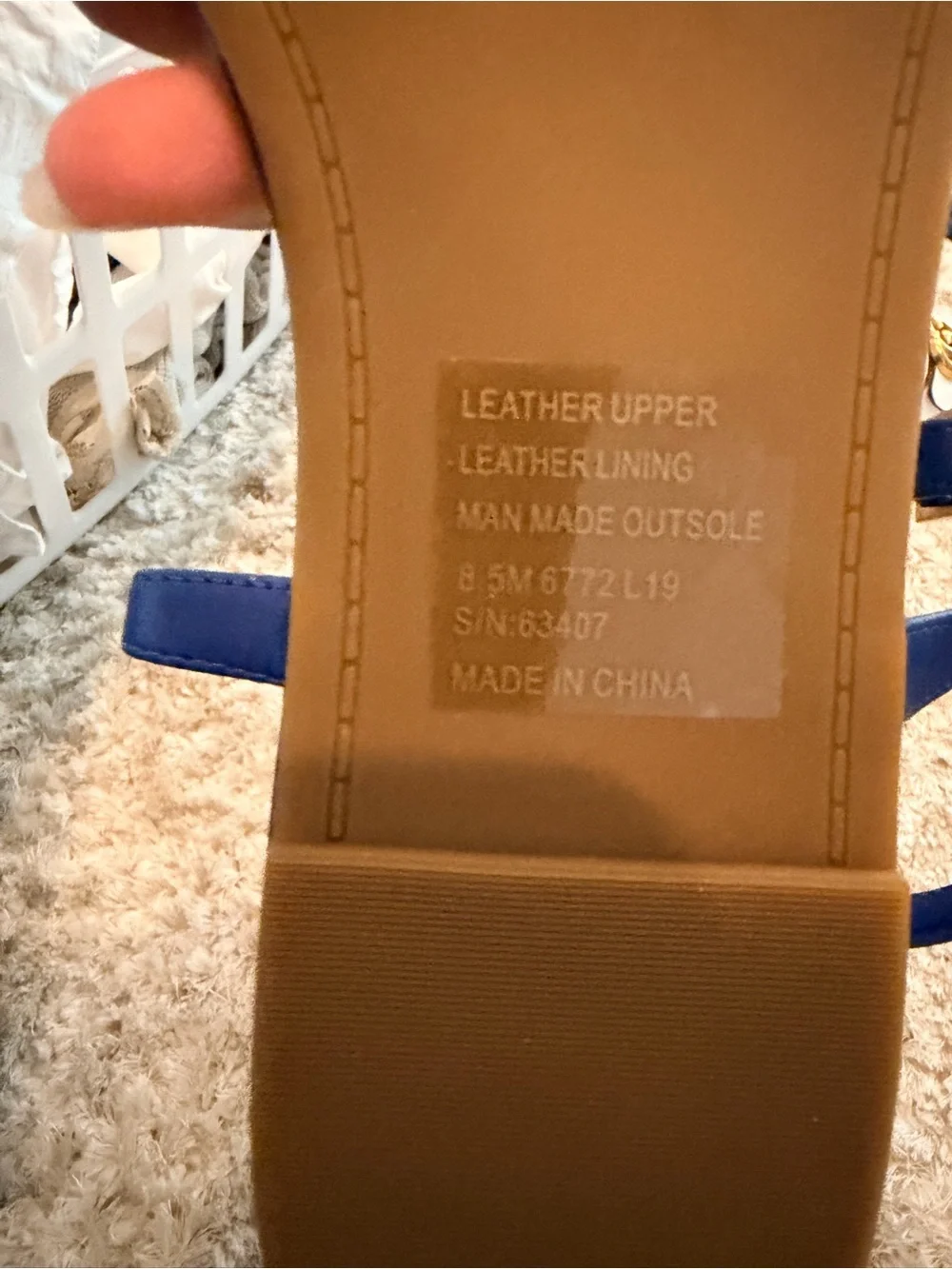 Tory Burch Royal Blue Leather T-Strap Sandals with Gold Logo